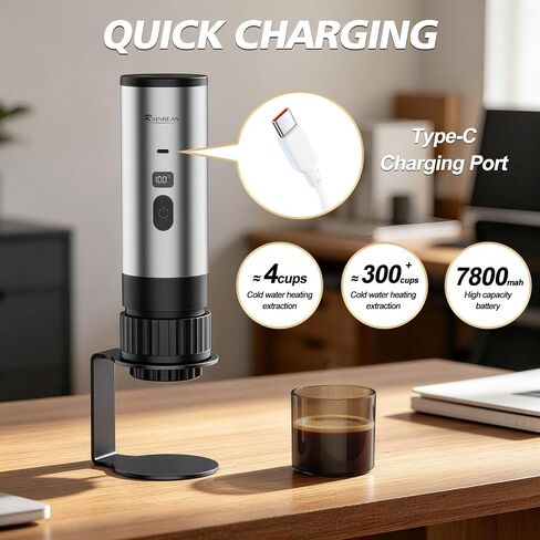 RAINBEAN Portable Electric Espresso Maker,2-in-1 Travel Coffee Maker for Ground/NS&DG Capsules, Car Espresso Machine Self-Heating for Camping, RV, Hiking, Office in Kuwait