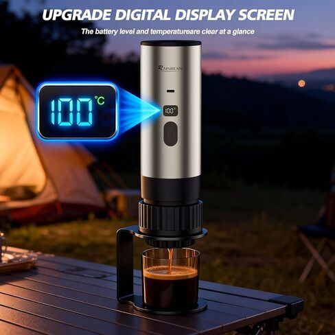 RAINBEAN Portable Electric Espresso Maker,2-in-1 Travel Coffee Maker for Ground/NS&DG Capsules, Car Espresso Machine Self-Heating for Camping, RV, Hiking, Office in Kuwait