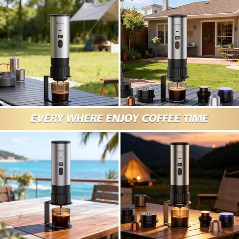RAINBEAN Portable Electric Espresso Maker,2-in-1 Travel Coffee Maker for Ground/NS&DG Capsules, Car Espresso Machine Self-Heating for Camping, RV, Hiking, Office in Kuwait