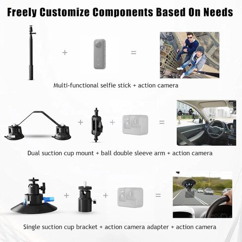 Triple Strong Suction Cup Camera Car Mount for Insta360 in Kuwait