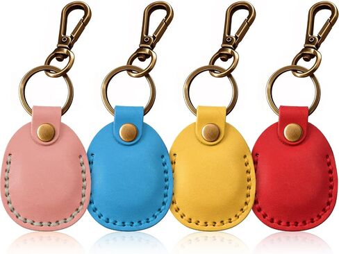 Genuine Leather AirTag Holder Compatible with Apple AirTag 2nd Gen & 1st Gen, Handmade Leather Air tag Keychain with Key Rings, Hidden Air tags Case Accessories - Brown in Kuwait