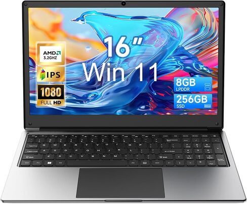 16 inch Laptop Computer,8GB RAM 256GB SSD Storage Laptop PC,with AMD A9 Processor(up to 3.2GHz),IPS FHD Display,Win11,Students & Work Notebook Computer, Cooling System, 9000mAh Battery in Saudi Arabia