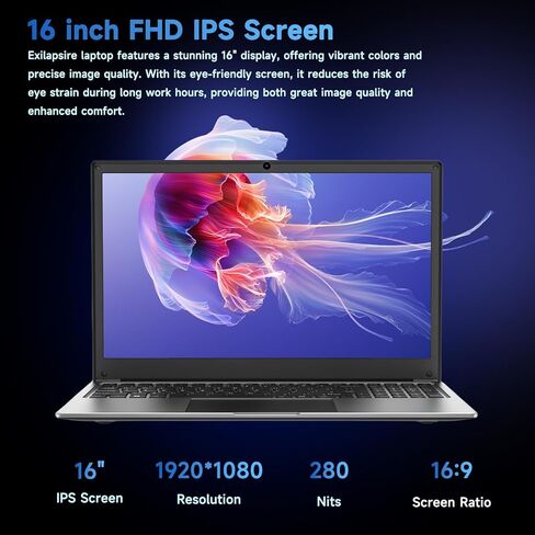 16 inch Laptop Computer,8GB RAM 256GB SSD Storage Laptop PC,with AMD A9 Processor(up to 3.2GHz),IPS FHD Display,Win11,Students & Work Notebook Computer, Cooling System, 9000mAh Battery in Saudi Arabia