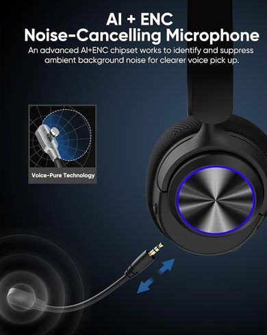 INGA Wireless Gaming Headset for PS5, PS4, PC, Mac, Switch, Game/Chat Balance for PS5/4, 2.4GHz/Bluetooth 5.2, ENC Noise-Cancelling Mic, 7.1 Surround Sound, 3.5mm Wired for Xbox Controller (Blue LED) in Saudi Arabia