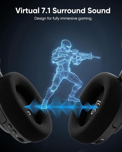 INGA Wireless Gaming Headset for PS5, PS4, PC, Mac, Switch, Game/Chat Balance for PS5/4, 2.4GHz/Bluetooth 5.2, ENC Noise-Cancelling Mic, 7.1 Surround Sound, 3.5mm Wired for Xbox Controller (Blue LED) in Saudi Arabia