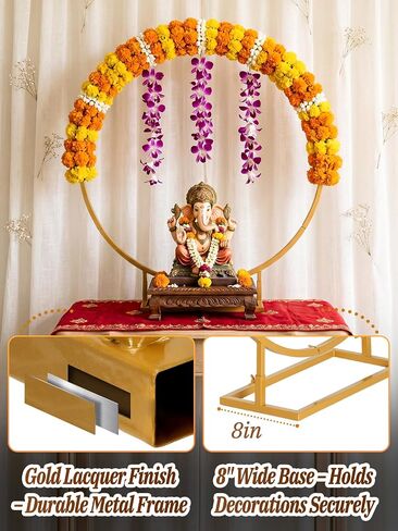 34"x31" Ganpati Decoration Metal Mandap Backdrop Stand for Table Altars in Saudi Arabia