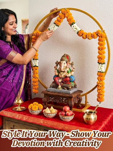 34"x31" Ganpati Decoration Metal Mandap Backdrop Stand for Table Altars in Saudi Arabia