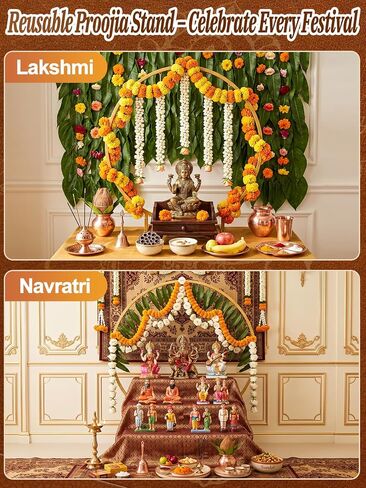 34"x31" Ganpati Decoration Metal Mandap Backdrop Stand for Table Altars in Saudi Arabia