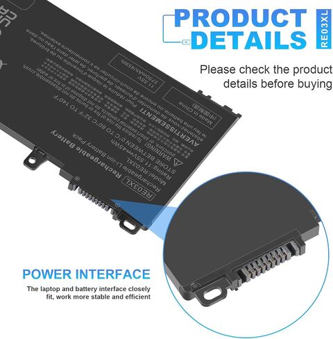 ASUNCELL RE03XL L32656-005 استبدال بطارية الكمبيوتر المحمول HP ProBook 450 G6 450 G7 440 G6 430 445 455R G6 430 440 445 G7 Serie لبطارية HP Probook 450 G6 11.55 فولت 45 وات in Kuwait