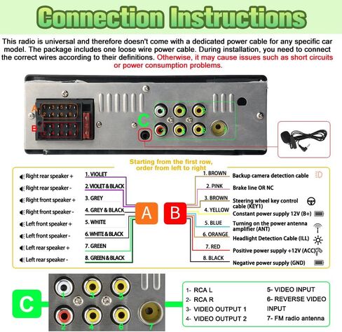 6.36" Single Din Car Stereo with Wireless CarPlay & Android Auto, IPS Touchscreen Head Unit with Backup Camera/External Microphone, Car Radio Supports Bluetooth/SWC/FM/Double USB/Type-C in Kuwait