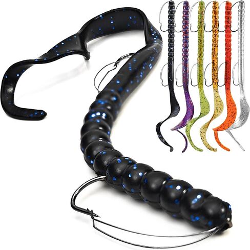 Weedless Fishing Lures Bass Lures, Pre Rigged Worm Swimbaits, 10in in Kuwait