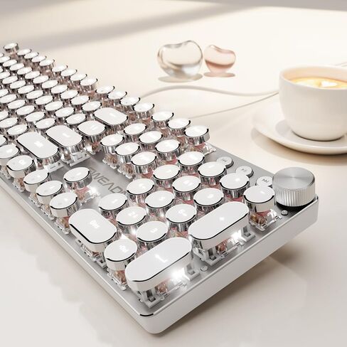 Wired Typewriter Mechanical Keyboard, Retro Punk Keyboard with Media Knob in Saudi Arabia