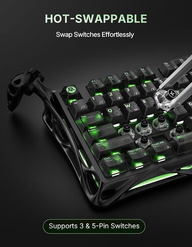 لوحة مفاتيح الألعاب الميكانيكية اللاسلكية GravaStar Mercury K98 Pro 98 مفتاحًا in Kuwait