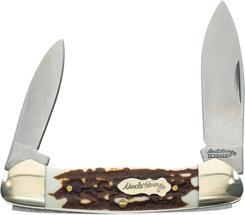 Uncle Henry Next Gen Staglon 11UH LG Canoe 6.1in Folding Knife with Two Stainless Steel Drop-Point Blades and Staglon Handle for Hunting, Camping and EDC in Saudi Arabia