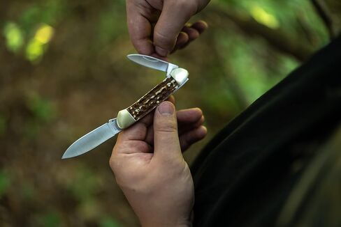 Uncle Henry Next Gen Staglon 11UH LG Canoe 6.1in Folding Knife with Two Stainless Steel Drop-Point Blades and Staglon Handle for Hunting, Camping and EDC in Saudi Arabia