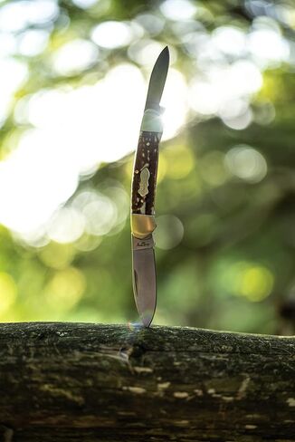 Uncle Henry Next Gen Staglon 11UH LG Canoe 6.1in Folding Knife with Two Stainless Steel Drop-Point Blades and Staglon Handle for Hunting, Camping and EDC in Kuwait