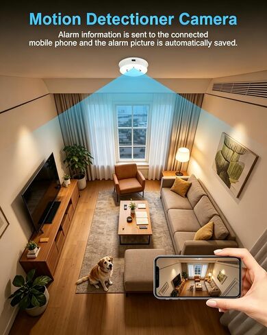 HD 1080P Hidden Camera Smoke Detector WiFi Spy Cameras Wireless Small Nanny Cam with Motion Detection, Surveillance Indoor Camera for Home Security No Audio in Saudi Arabia