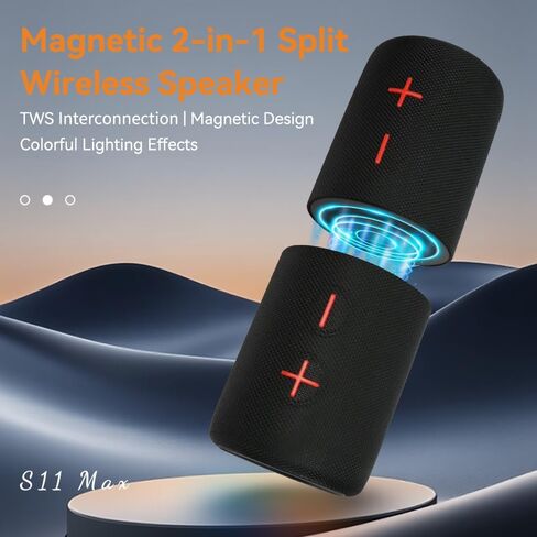 2 in 1 Magnetic Dual Splittable Bluetooth Speaker, 40W Portable Wireless Speakers with Deep Bass, IPX6 Waterproof, Bluetooth 5.3, 24H Playtime, 360° Stereo Sound for Home, Outdoor, Party, Travel in Saudi Arabia