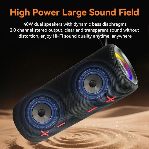 2 in 1 Magnetic Dual Splittable Bluetooth Speaker, 40W Portable Wireless Speakers with Deep Bass, IPX6 Waterproof, Bluetooth 5.3, 24H Playtime, 360° Stereo Sound for Home, Outdoor, Party, Travel in Saudi Arabia