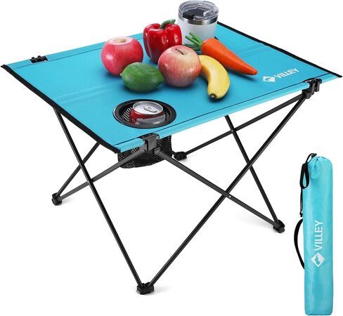 VILLEY Folding Camping Table, Portable Table with 2 Cup Holders, Small in Kuwait