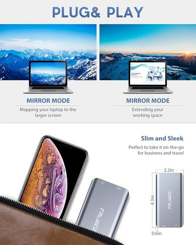 USB C Hub, Type C Adapter, FALWEDI 10-in-1 Dongle with Ethernet, 4K@30Hz HDMI, VGA, 3 USB3.0, SD/TF Card Reader, Mic/Audio, USB-C PD 3.0, Compatible for MacBook Air Pro and Other Type C Laptops in Kuwait