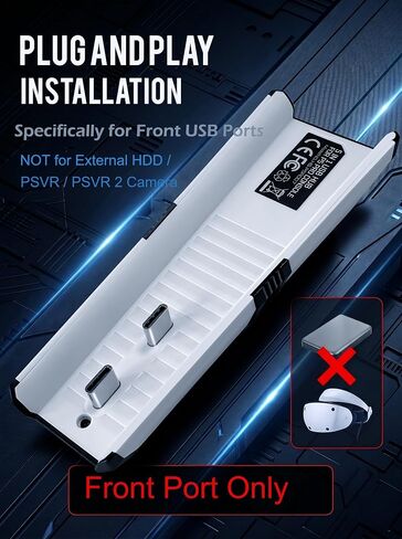 USB Hub for PS5 Pro Console, 5-Port USB Expansion Adapter with 3 USB 2.0 Ports and 2 Type-C Ports, Plug and Play USB Splitter for Controllers, Headsets, Keyboard, Mouse and Gaming Accessories in Kuwait