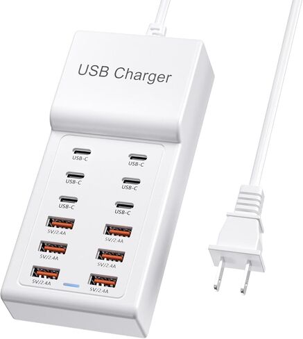 Multi USB C Charger, USB Charging Block Station, 50W 12 Port Multiple USB C Power Strip USB Hub Compatible with iPhone 17 Pro Max/16/15/14/13/12/11, iPad, Tablets, Samsung Galaxy S25/S24, Pixel in Kuwait