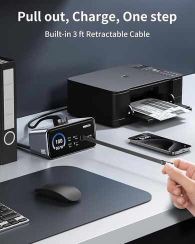 MOKiN 100W Max Charging Station with Retractable Cord, 8-in-1 Power Strip in Saudi Arabia