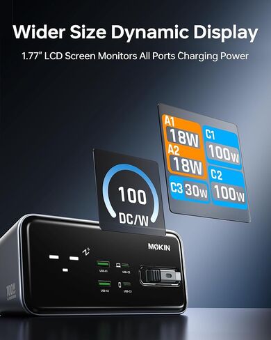 MOKiN 100W Max Charging Station with Retractable Cord, 8-in-1 Power Strip in Saudi Arabia
