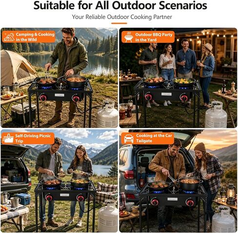 Vivicreate Low Pressure Propane Gas Outdoor Camping BBQ Grill Stove Burner Estufas de Gas para Cocinar Afuera Es gas propano Regulator automatic ignition in Kuwait