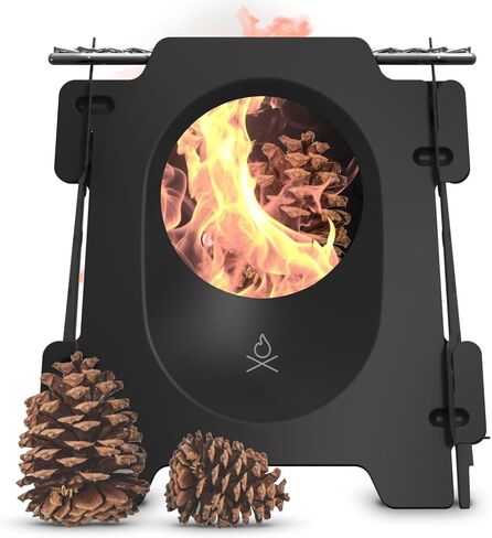 Überleben | Stöker Titanium Camping Stove – 7.7oz Ultralight Flatpack Wood Burning Stove for Backpacking, Hiking & Outdoor Cooking – Portable, Folding Camping Essentials in Kuwait