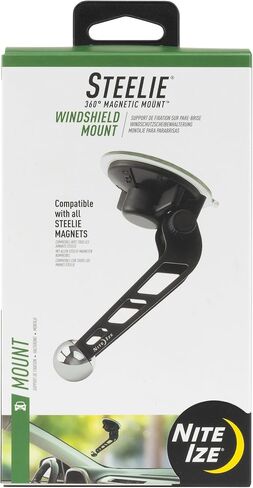 Nite Ize Steelie Windshield Mount - Phone Holder for Car Windshield - Alternative to Car Dashboard & Vent Phone Mounts - Compatible with Steelie Magnetic Mounting System - Black in Kuwait