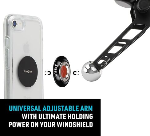 Nite Ize Steelie Windshield Mount - Phone Holder for Car Windshield - Alternative to Car Dashboard & Vent Phone Mounts - Compatible with Steelie Magnetic Mounting System - Black in Kuwait