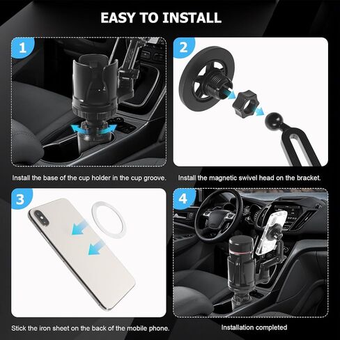 Frani Car Cup Holder Expander with Magnetic Phone Mount in Saudi Arabia