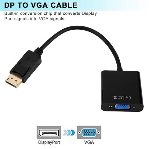 كابل محول Pongnas DisplayPort إلى VGA 1080P محول فيديو مدمج 25 سم لأجهزة العرض وشاشات التلفزيون المتوافقة مع in Kuwait