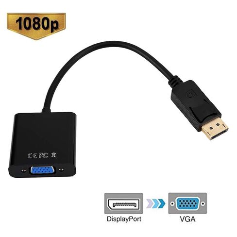 كابل محول Pongnas DisplayPort إلى VGA 1080P محول فيديو مدمج 25 سم لأجهزة العرض وشاشات التلفزيون المتوافقة مع in Kuwait