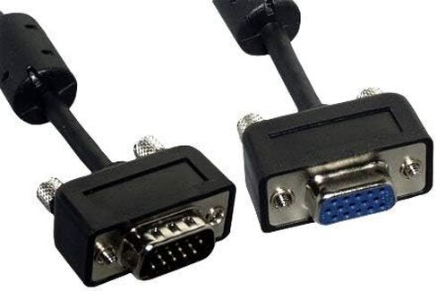 Kentek 6 Feet FT Slim Super VGA SVGA HD15 15 Pin Male to Female M/F Video Extension Cable Cord EMI Filter Ferrite Mini-Coax Triple Shielded Molded for PC HDTV Monitor Black in Saudi Arabia