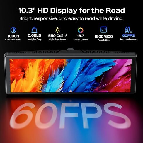 TECXERLLON 10.3" Portable CarPlay Screen for Car with Rotatable 4K Dash Cam in Saudi Arabia