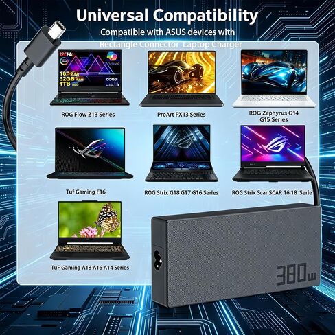 شاحن 380 وات 20 فولت 19 أمبير لأجهزة الكمبيوتر المحمول ASUS ROG Strix Scar G16 G18 ADP-380AB B in Kuwait