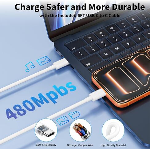 Mac Book Air Charger, 30W USB C Charger for MacBook Air 15 13 Inch M5 M4 M3 M2 M1, Fast Charging Block Plug USB C Power Adapter & 6FT USBC Cable for MacBook Neo, iPhone 17/16/15 Pro,iPad Pro/Air/Mini in Saudi Arabia