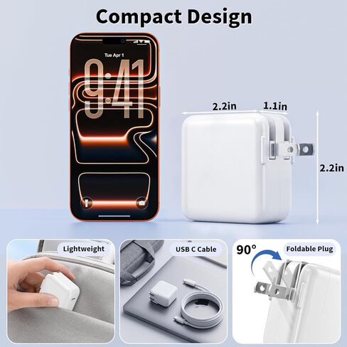 Mac Book Air Charger, 30W USB C Charger for MacBook Air 15 13 Inch M5 M4 M3 M2 M1, Fast Charging Block Plug USB C Power Adapter & 6FT USBC Cable for MacBook Neo, iPhone 17/16/15 Pro,iPad Pro/Air/Mini in Saudi Arabia