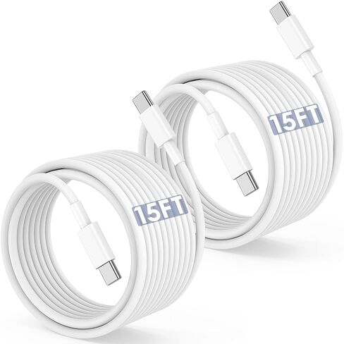 Long USB C to USB C Cable 15FT for iPhone 17 16 15 Pro Max,60W Fast Charging Type C to Type C Charger Cord for iPhone 17 16 15/16 15 Plus/17 Air/17 16 15 Pro, iPad Pro/Air,MacBook,Galaxy S25-Pink in Saudi Arabia
