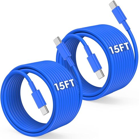 Long USB C to USB C Cable 15FT for iPhone 17 16 15 Pro Max,60W Fast Charging Type C to Type C Charger Cord for iPhone 17 16 15/16 15 Plus/17 Air/17 16 15 Pro, iPad Pro/Air,MacBook,Galaxy S25-Pink in Saudi Arabia