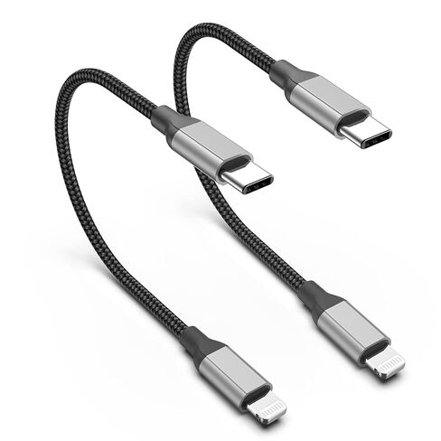 USB C to Lightning Cable 1ft, 2Pack Short iPhone Charger Cord MFi Certified Braided Fast Charging Type C to Lightning Cable Compatible with Apple iPhone 14/13/12/11Pro/X/XR/8/7/6s/Plus/SE/iPad in Saudi Arabia