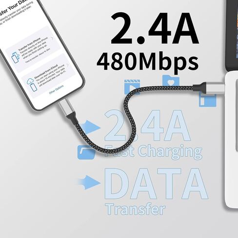 USB C to Lightning Cable 1ft, 2Pack Short iPhone Charger Cord MFi Certified Braided Fast Charging Type C to Lightning Cable Compatible with Apple iPhone 14/13/12/11Pro/X/XR/8/7/6s/Plus/SE/iPad in Saudi Arabia