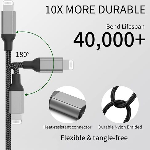 USB C to Lightning Cable 1ft, 2Pack Short iPhone Charger Cord MFi Certified Braided Fast Charging Type C to Lightning Cable Compatible with Apple iPhone 14/13/12/11Pro/X/XR/8/7/6s/Plus/SE/iPad in Saudi Arabia