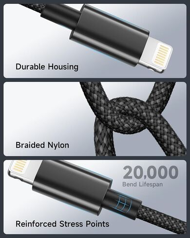 USB A to Lightning Cable 6FT 2Pack,[Apple MFi Certified] Long iPhone Charger Lightning Cable Cord Nylon Braided Black Fast Charging Cord for iPhone 14/13/12/11 Pro Max/X/8/7/6/SE,iPad Pro/Mini,AirPods in Saudi Arabia