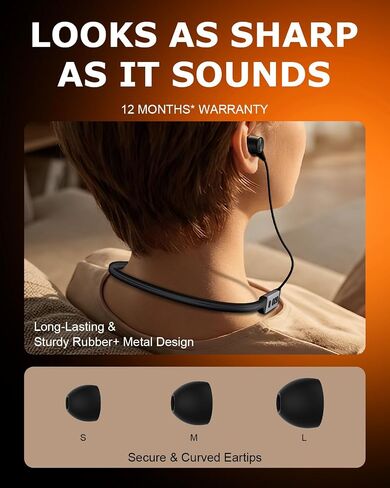 Bluetooth Headphones, Qualcomm® aptX-HD V5.3 Wireless Neck Earbuds, 70Hrs in Kuwait
