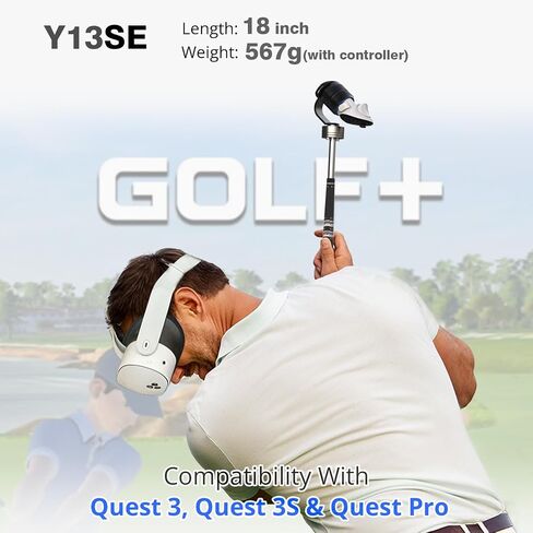 VR Golf Club Attachment for Meta Quest 3S/Quest 3, Adjustable Weighted Golf Handle with Real Golf Grip, 18-Inch Aluminum VR Golf Accessory for Golf+ (Y13SE, Weighed) in Kuwait