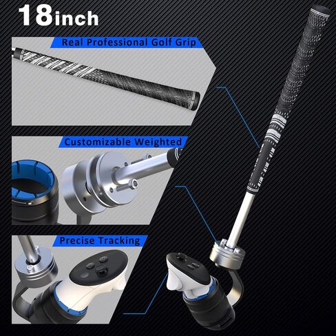 VR Golf Club Attachment for Meta Quest 3S/Quest 3, Adjustable Weighted Golf Handle with Real Golf Grip, 18-Inch Aluminum VR Golf Accessory for Golf+ (Y13SE, Weighed) in Kuwait